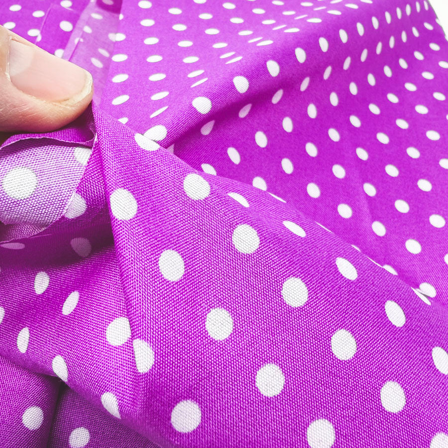 44" x 80" Bright Purple Polka Dot Poly Blend Fabric