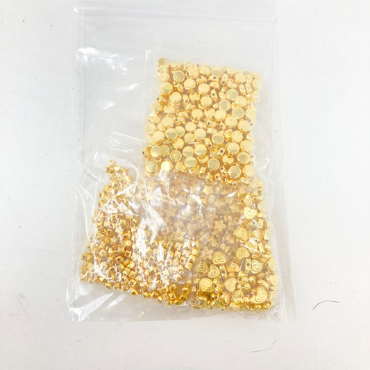 Star, Heart, Circle, Box, Flower Gold Plastic Beads Bundle