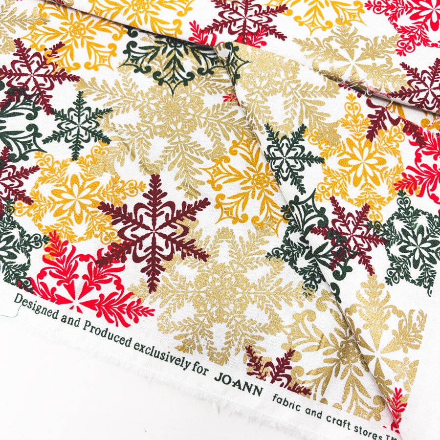 1 yd x 42" Scroll Snowflakes Fabric