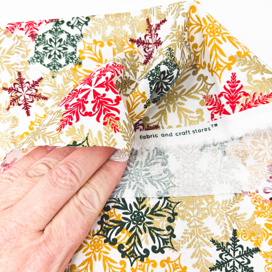 1 yd x 42" Scroll Snowflakes Fabric