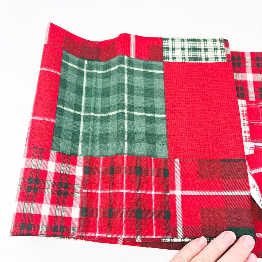 33" x 40" Stiff Flannel Holiday Plaid Panels Fabric