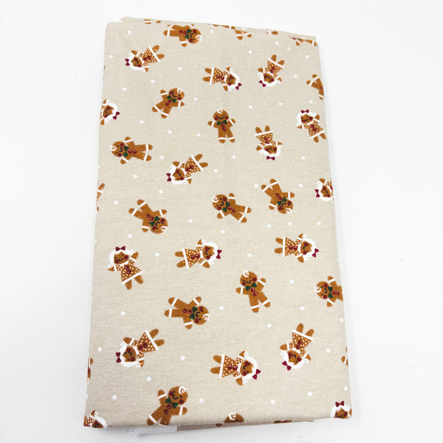 40" x 1 yd Flannel Gingerbread People Fabric
