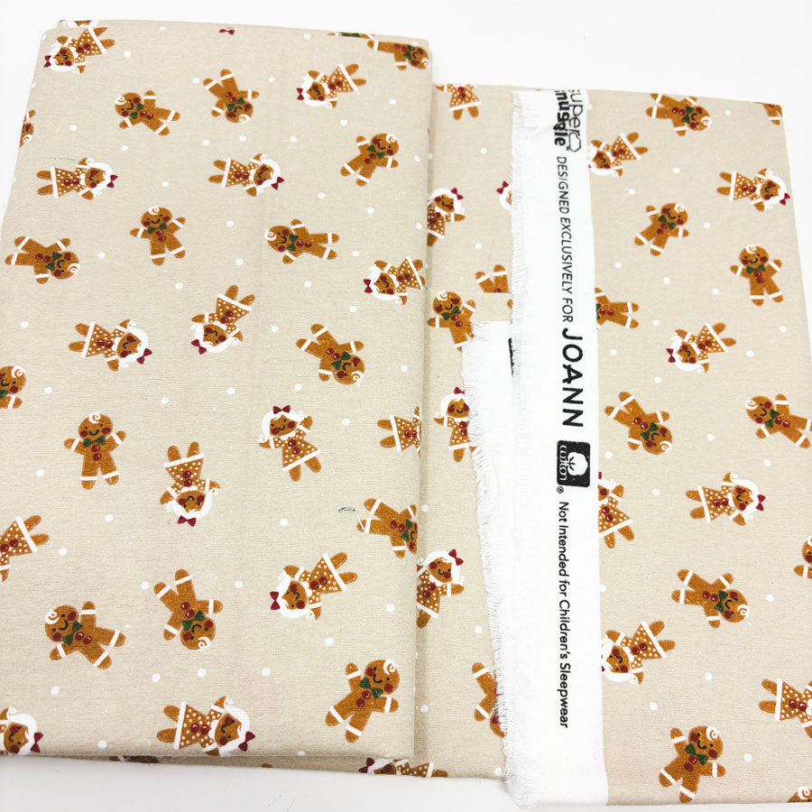 40" x 1 yd Flannel Gingerbread People Fabric