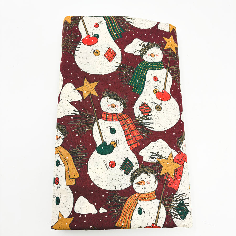 43" x 3 yds Folksy Snowmen Cotton Fabric