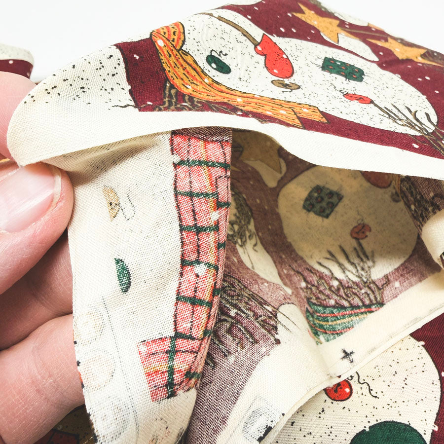 43" x 3 yds Folksy Snowmen Cotton Fabric