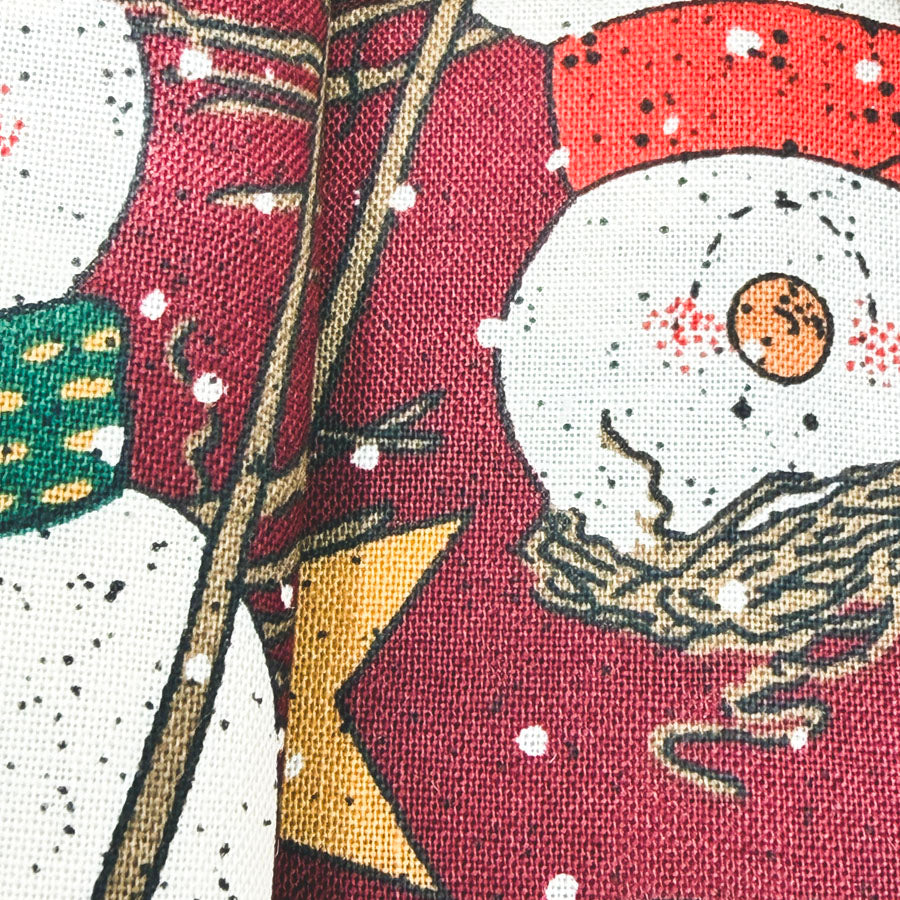43" x 3 yds Folksy Snowmen Cotton Fabric
