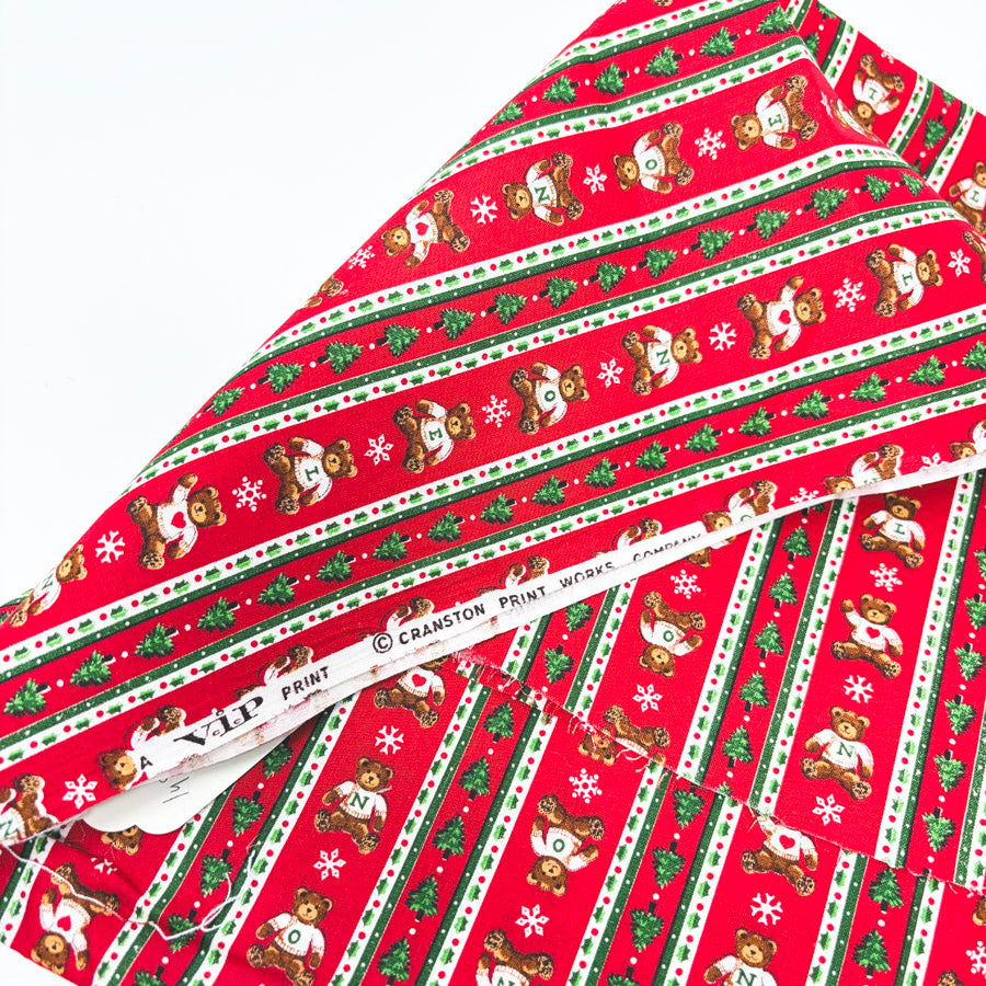 1 yd x 45" Christmas Noel Teddy Bear Fabric by Cranston