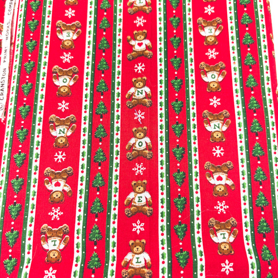 1 yd x 45" Christmas Noel Teddy Bear Fabric by Cranston
