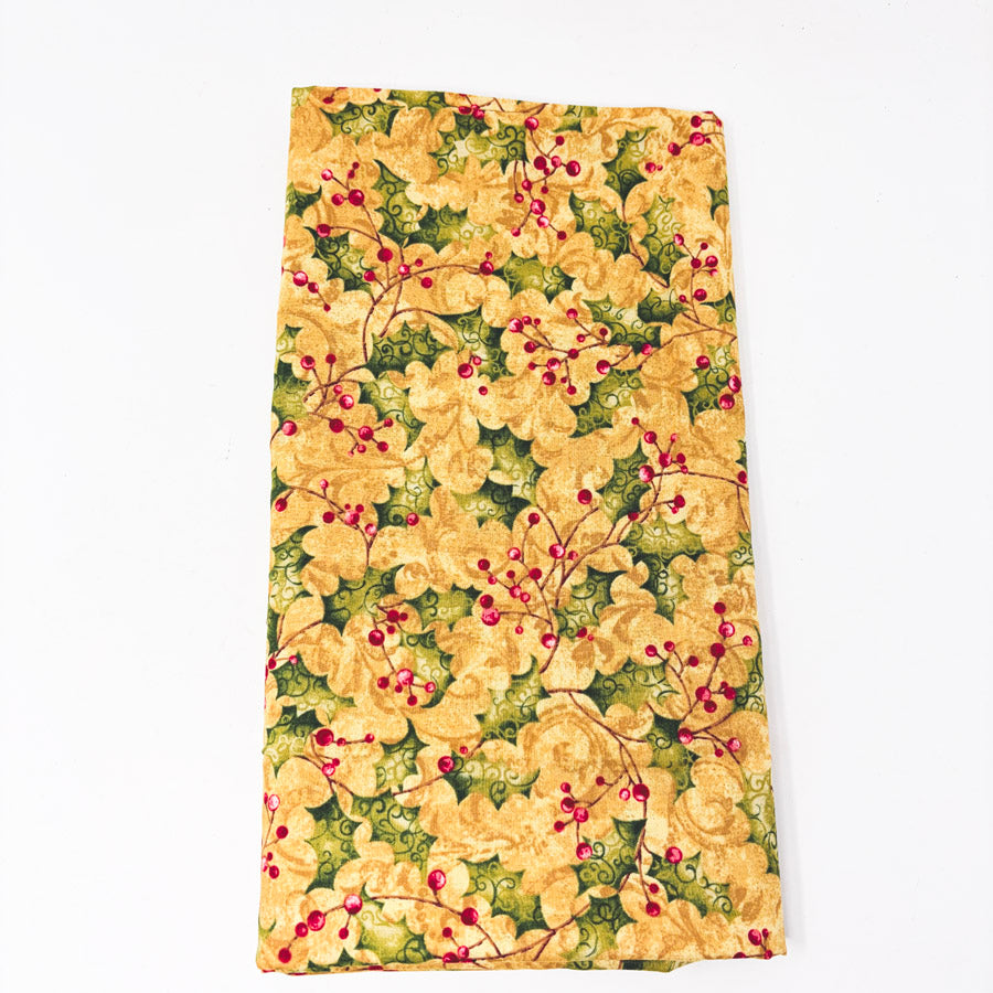 1 yd x 42" Nancy Hoffman Gold Holly Cotton Fabric