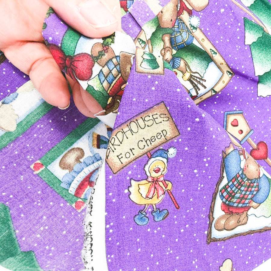 1 yd x 42" Purple Christmas Moose Fabric
