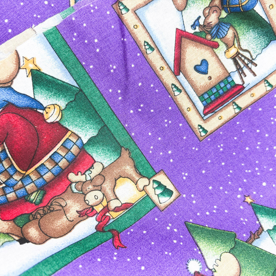 1 yd x 42" Purple Christmas Moose Fabric