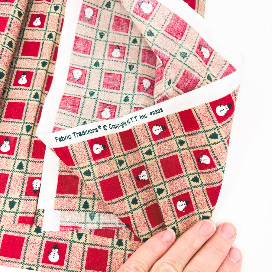 42" x 43" Snowman Squares Fabric