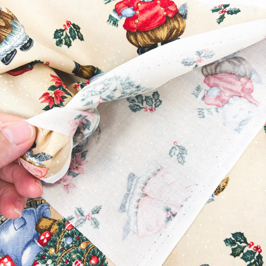 2 yds x 42" Vintage Kitty Cucumber Christmas Tan Fabric