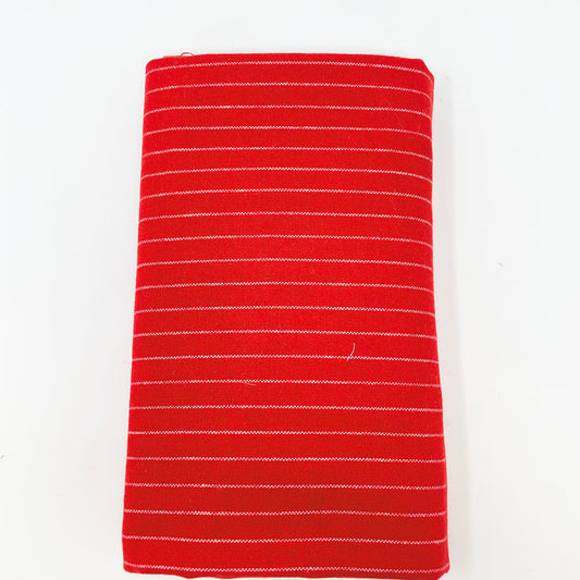 1 Yard Red and White Striped Woven Fabric