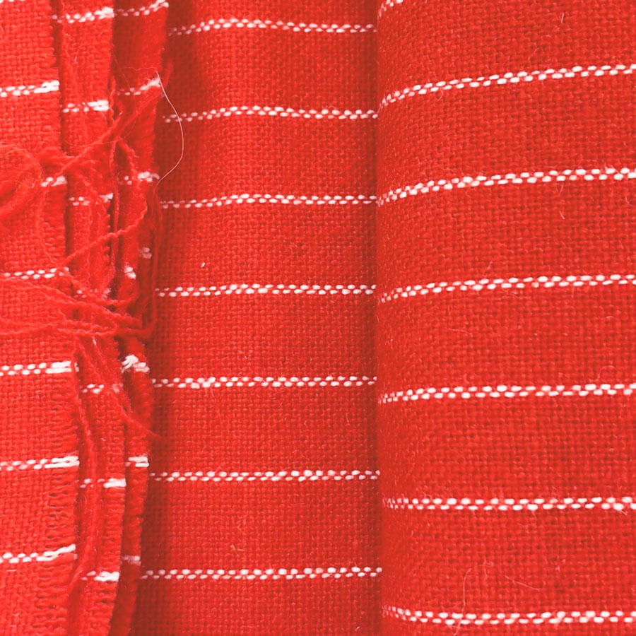 1 Yard Red and White Striped Woven Fabric