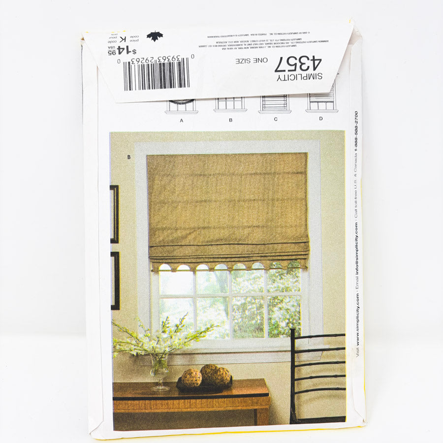 Simplicity – For Dummies Window Treatment Sewing Pattern 4357