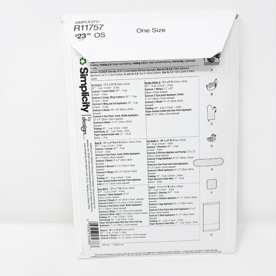 Simplicity – Chicken Kitchen Accessories Sewing Pattern R11757