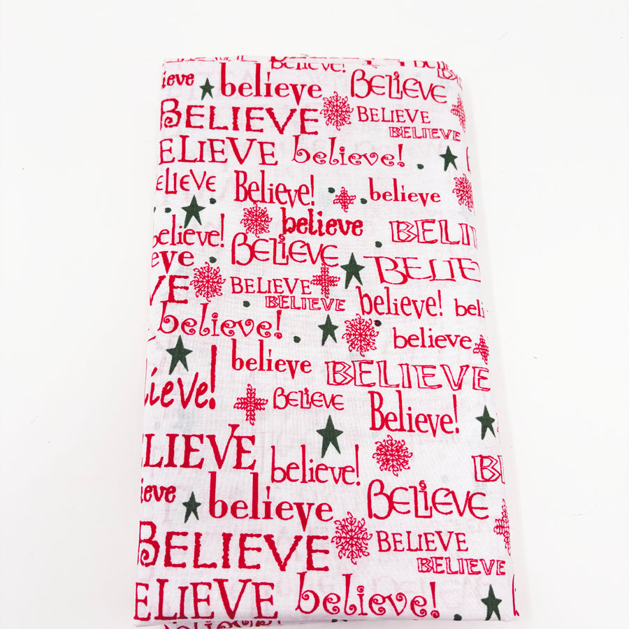 42" x 56" Believe in Red Lightweight Cotton Fabric