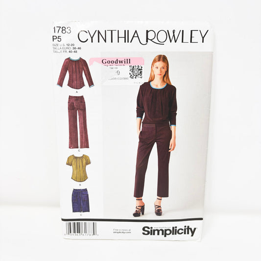 2012 Simplicity/Cynthia Rowley Sewing Pattern 1783 - Top & Bottom - Size 12-20