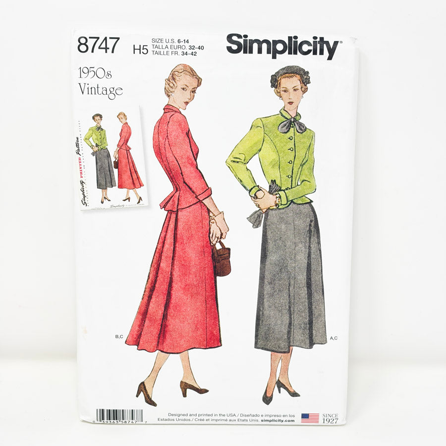 2018 Simplicity Sewing Pattern 8747 - Skirted Suit - Size 6-14