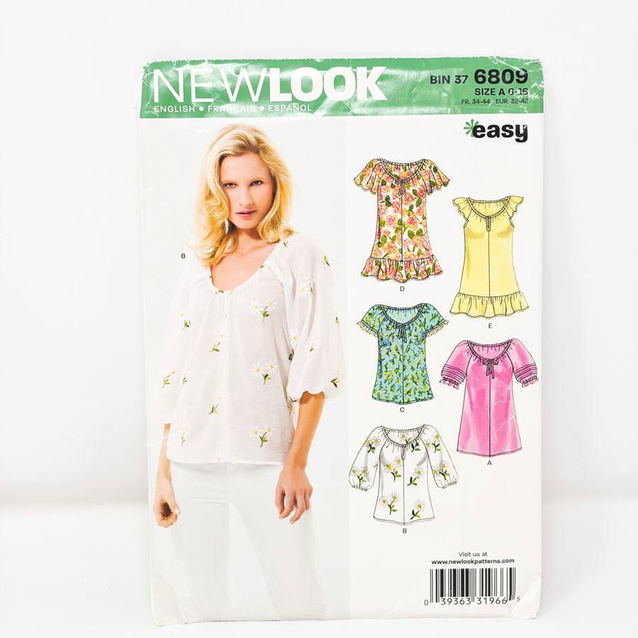2008 New Look Sewing Pattern 6809 - Blouse - Size 6-16