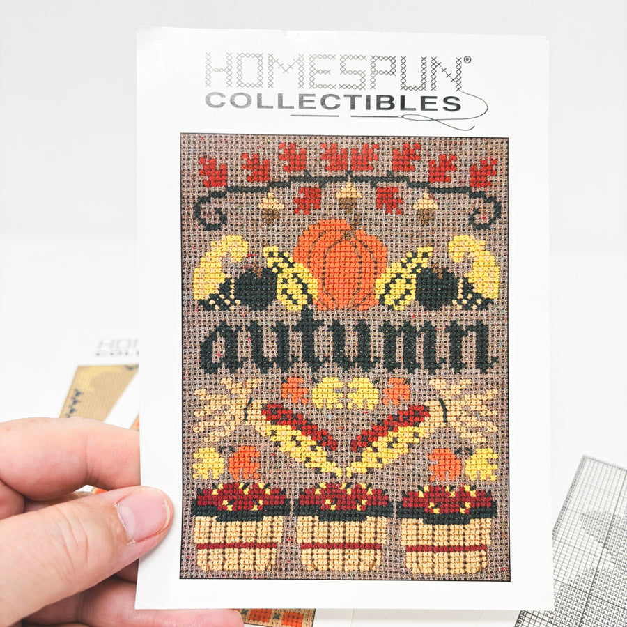 Homespun Collectibles Fall Cross Stitch Pattern Half Cards