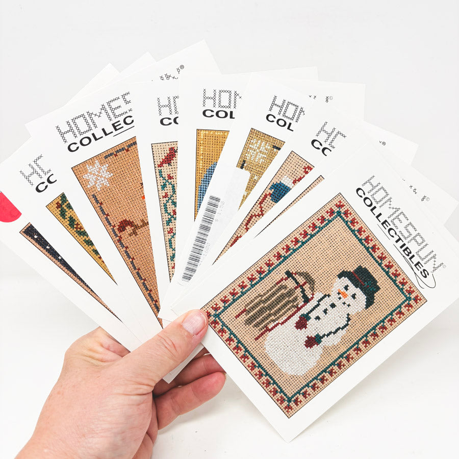 Homespun Collectibles Snowman Cross Stitch Pattern Half Cards