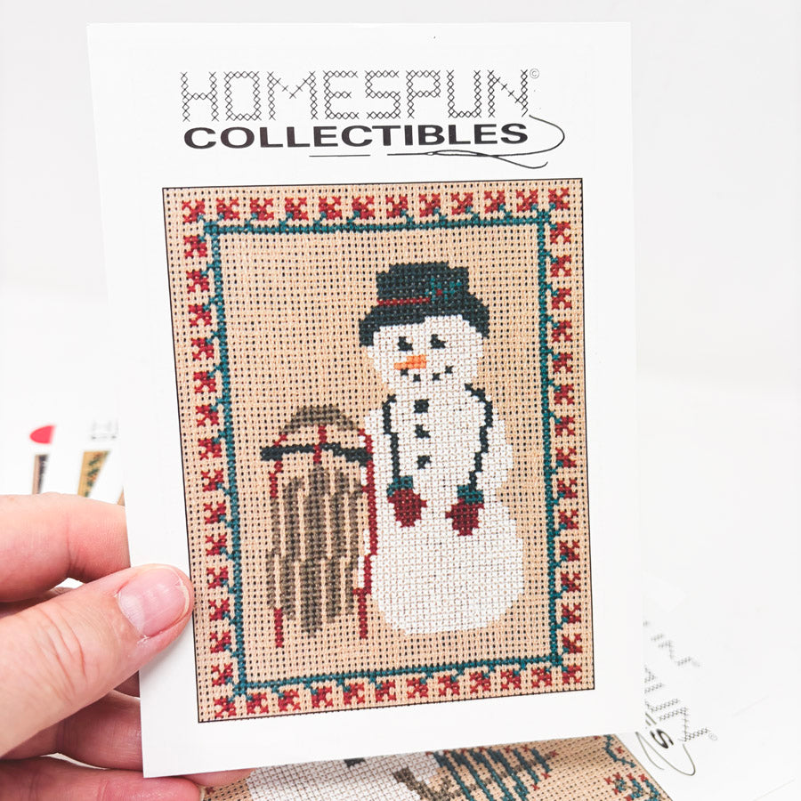 Homespun Collectibles Snowman Cross Stitch Pattern Half Cards