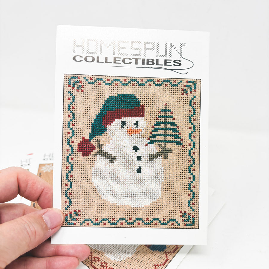 Homespun Collectibles Snowman Cross Stitch Pattern Half Cards