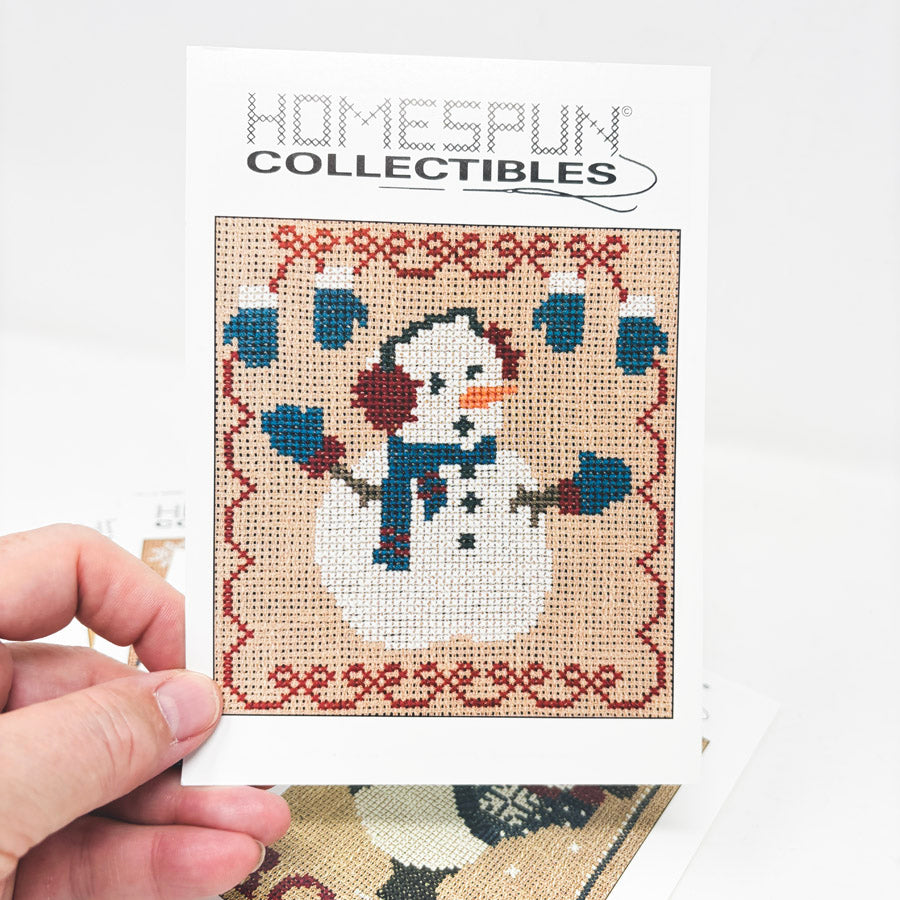 Homespun Collectibles Snowman Cross Stitch Pattern Half Cards