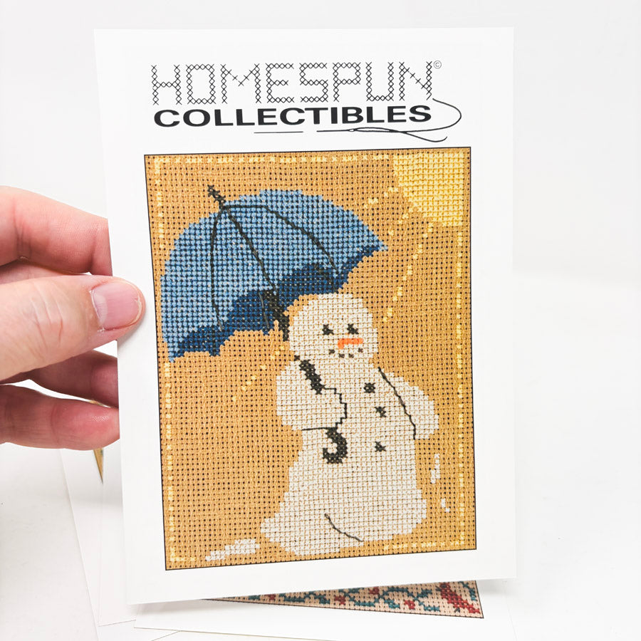 Homespun Collectibles Snowman Cross Stitch Pattern Half Cards