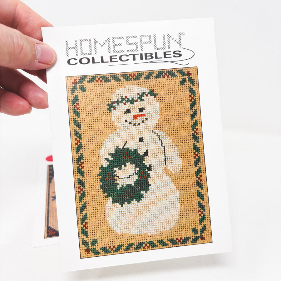 Homespun Collectibles Snowman Cross Stitch Pattern Half Cards