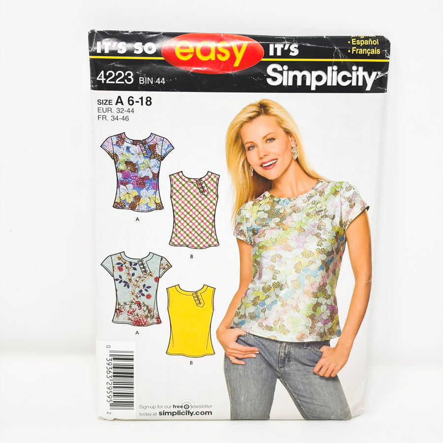 2006 Simplicity Sewing Pattern 4233 - Top - Size 6-18