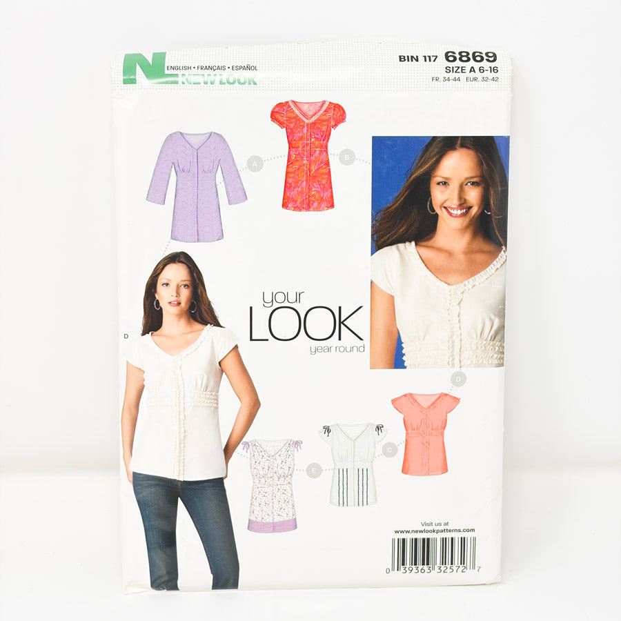 2009 New Look Sewing Pattern 6869 - Top - Size 6-16