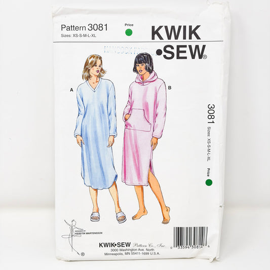 2002 Kwik Sew Sewing Pattern 3081 - Nightshirt - Size XS-XL
