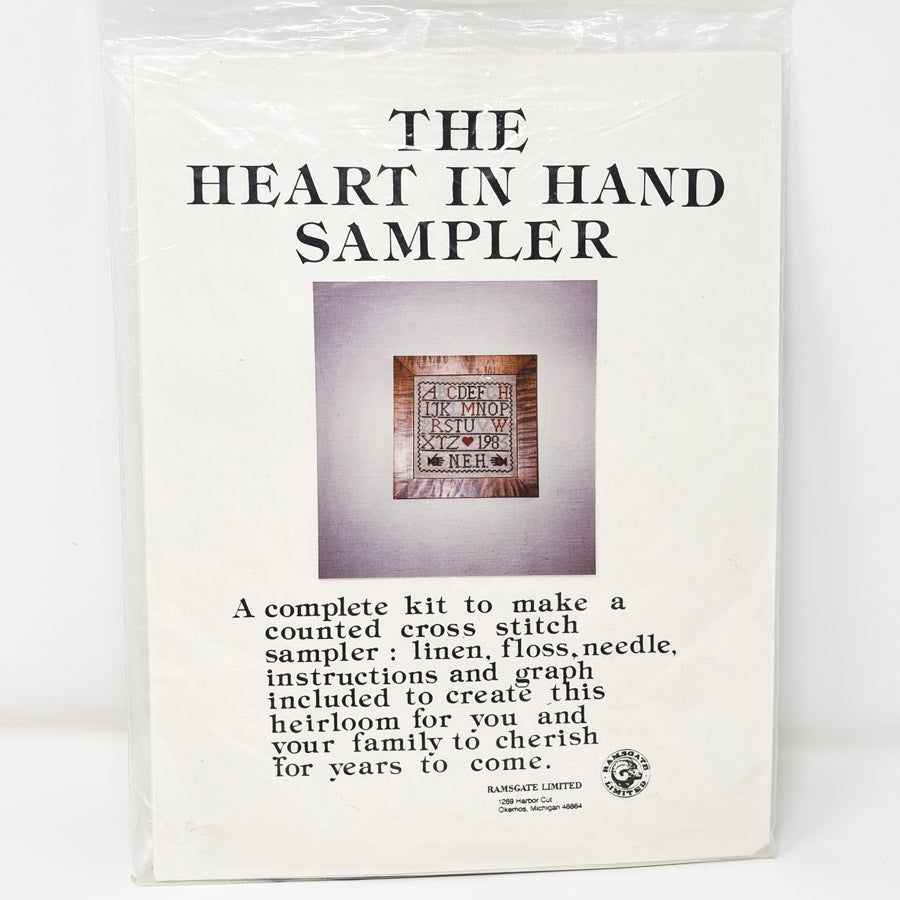 The Heart in Hand Cross Stitch Sampler Kit by Ramsgate Limited (started)