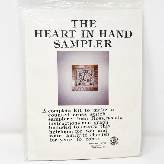 The Heart in Hand Cross Stitch Sampler Kit by Ramsgate Limited (started)