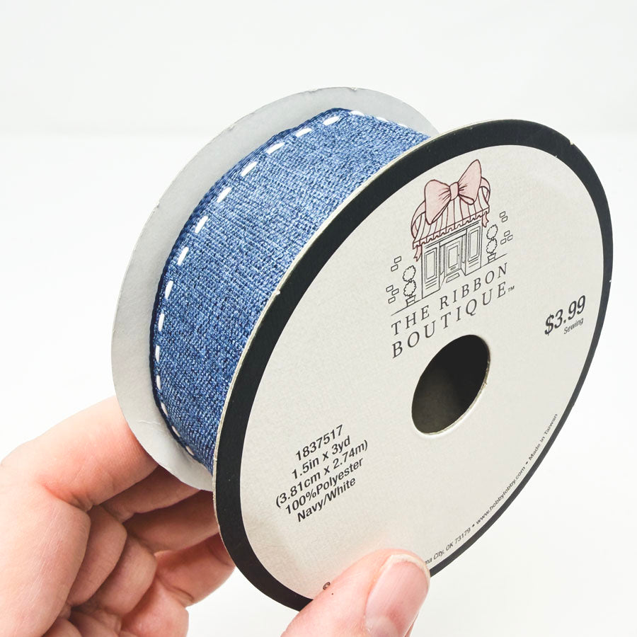 1-1/2" Ribbon Boutique Denim-Style Ribbon