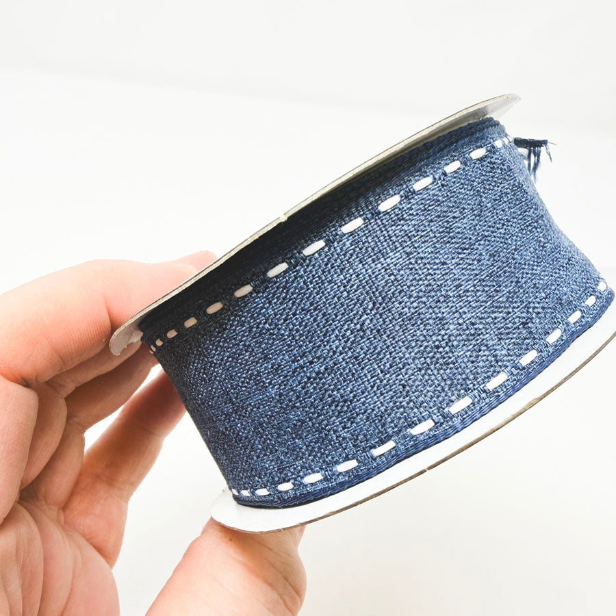 1-1/2" Ribbon Boutique Denim-Style Ribbon