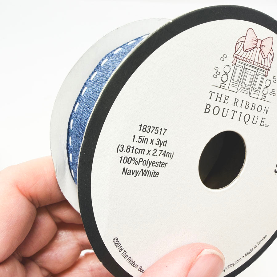 1-1/2" Ribbon Boutique Denim-Style Ribbon