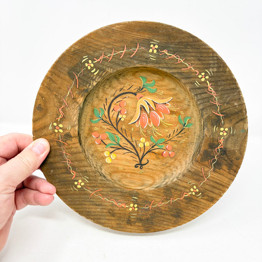 Vintage Hand Painted Wood Plate