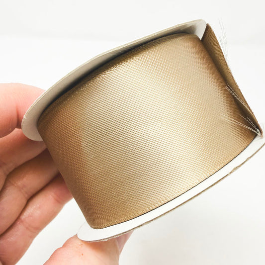 1-1/2" His & Hers Tan Satin Ribbon