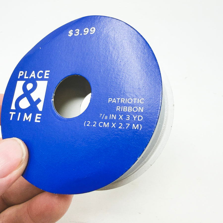 7/8" Place & Time Blue Patriotic Ribbon