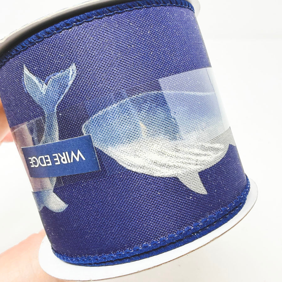 2-1/2" Indigo Mist Whale Ribbon