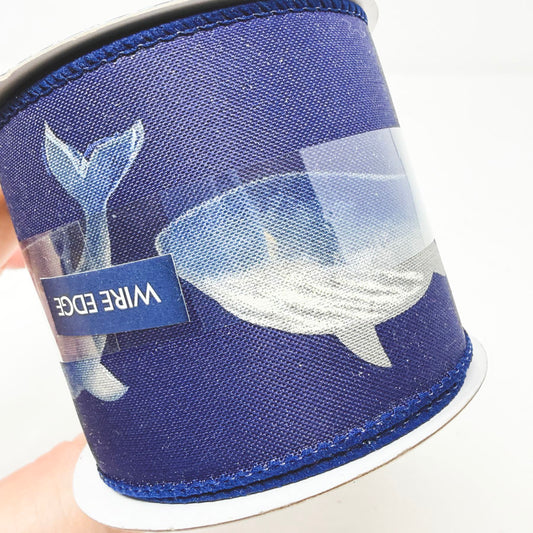 2-1/2" Indigo Mist Whale Ribbon