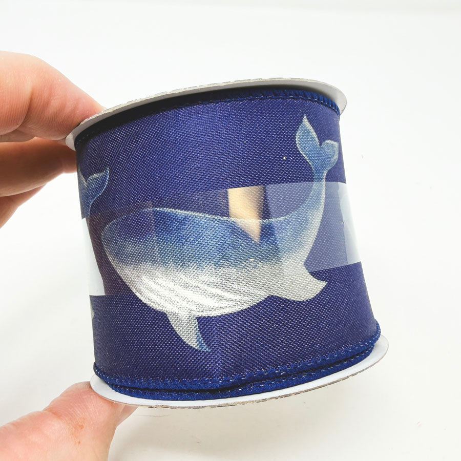 2-1/2" Indigo Mist Whale Ribbon