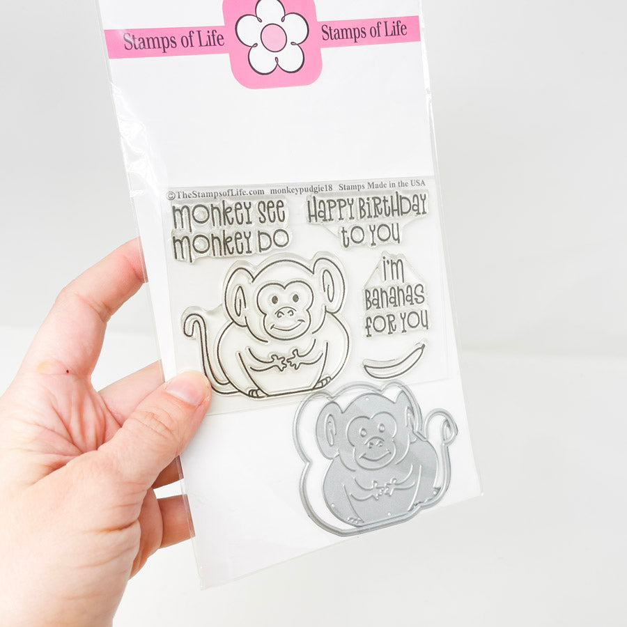 Stamps of Life Monkey Cutting Die and Clear Stamp Set