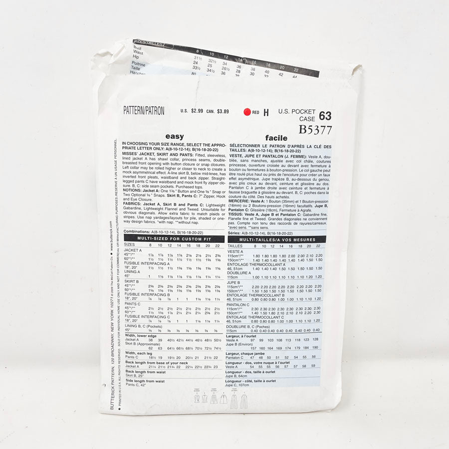 2009 See & Sew Office - B5377 - Size 16-22
