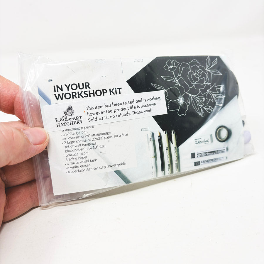 White Pen Black Paper Drawing Kit Remnants