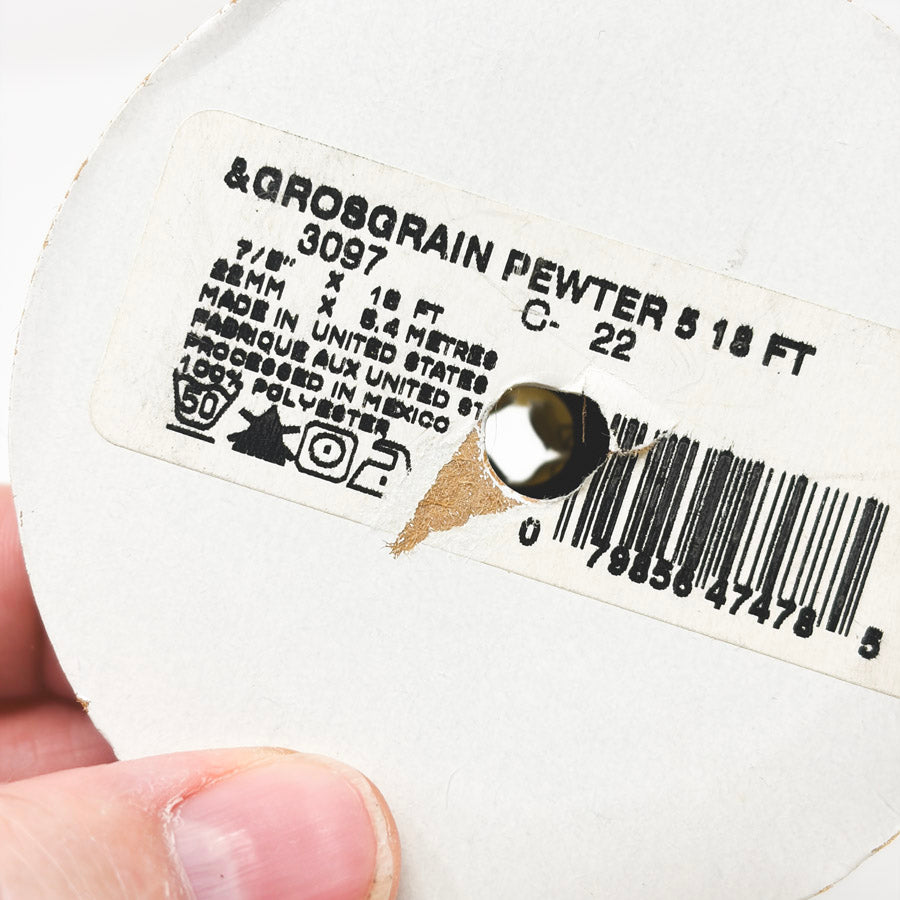 Offray Gray Grosgrain - 7/8" Width